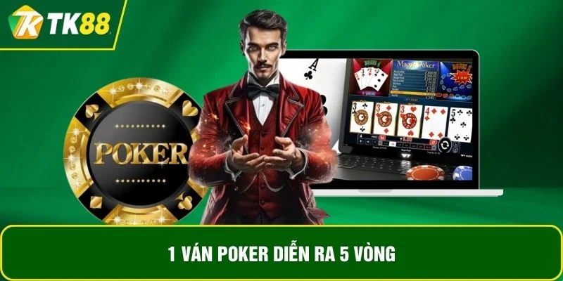 1 ván poker diễn ra 5 vòng